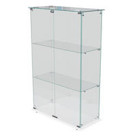 GLASVITRINE, stehend mit 3 Einlegeböden, Touch-LED, Doppeltür mit Schloss, Weiß - Weiß, Glas (78.5/123.3/35cm) - BRILVERDE