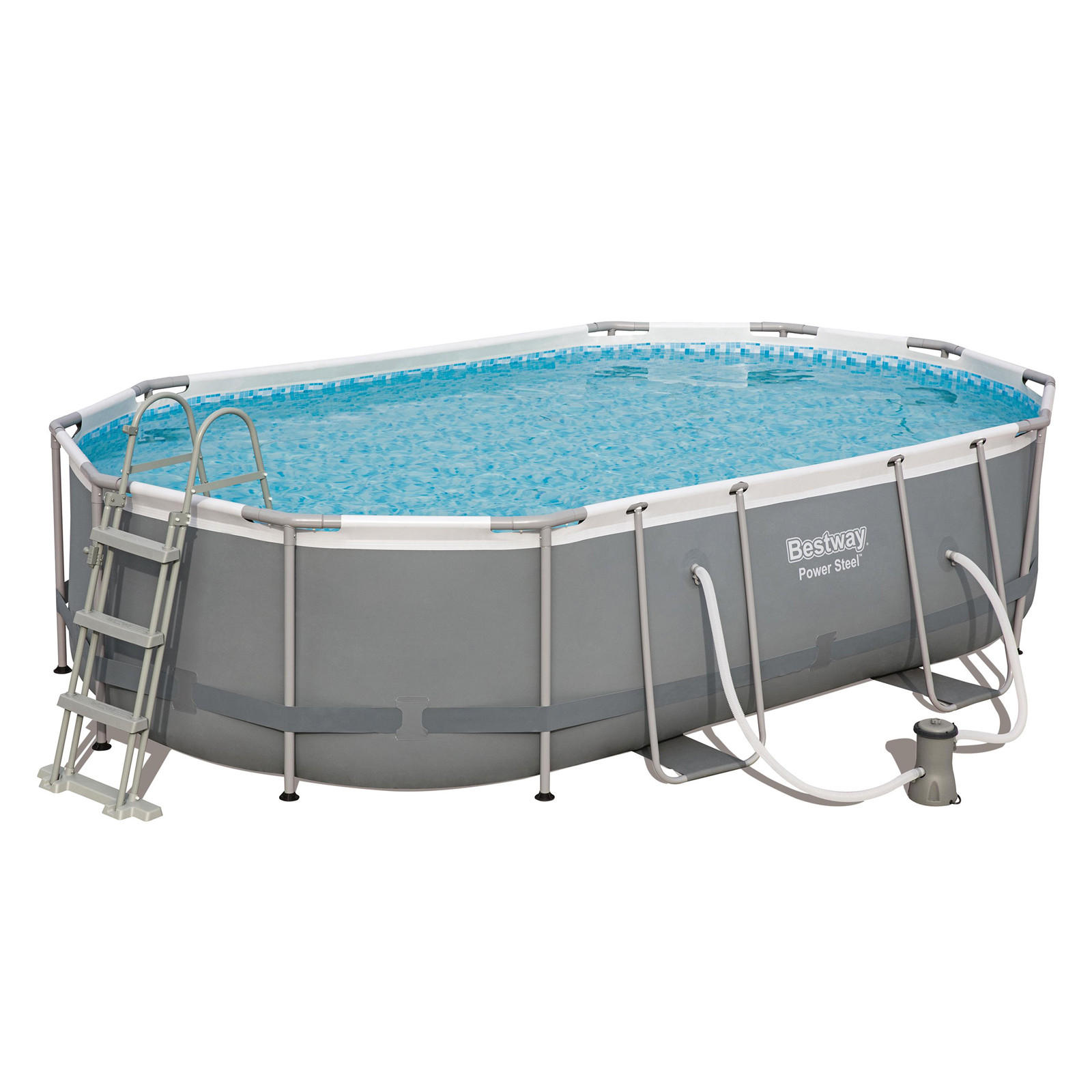 POOL Swom oval Grau 107x305x305cm - Grau, Kunststoff (305/107/305cm) - DELUKE