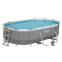 POOL Swom oval Grau 107x305x305cm - Grau, Kunststoff (305/107/305cm) - DELUKE