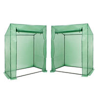 FOLIENGEWÄCHSHAUS 2er Set Grün 200x79x168cm Gitternetzfolie & Stahlrahmen - Dunkelgrün, Metall (79/168/200cm) - ECD-Germany