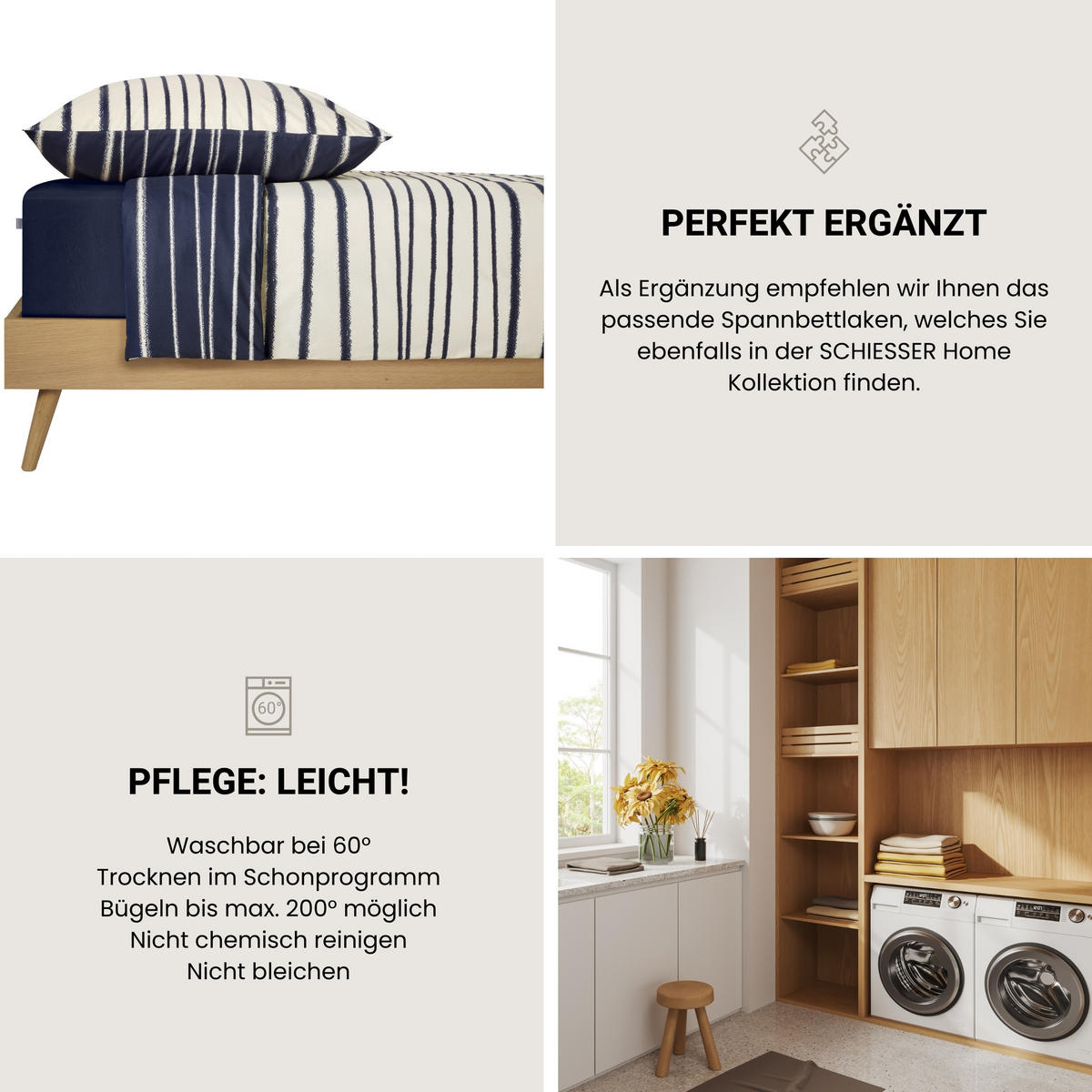 BETTWÄSCHESET Wesley - Renforcé - 2-teilig - 135 x 200 cm - Blau - Blau, Textil (135/200cm) - SCHIESSER