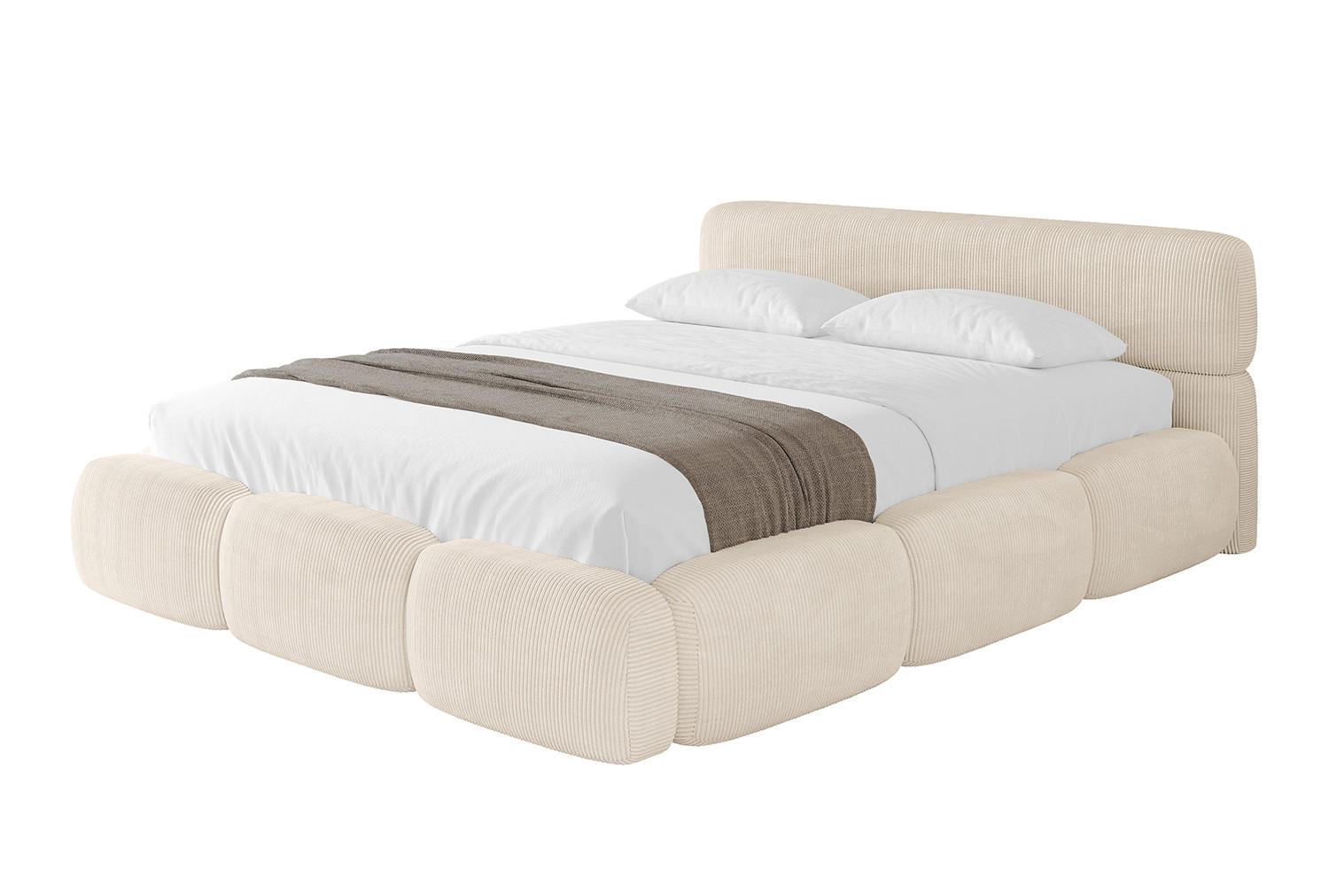 POLSTERBETT mit Bettkasten und Lattenrost, Boxbett ohne Matratze - ELVA-v1 160x200 Beige - Beige, Holzwerkstoff/Textil (160/200cm) - ALTDECOR