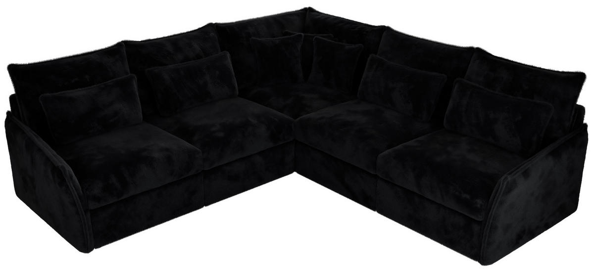 ECKSOFA VERSO L Schwarz Plüsch - Schwarz, Kunststoff/Textil (270/270cm) - MKS