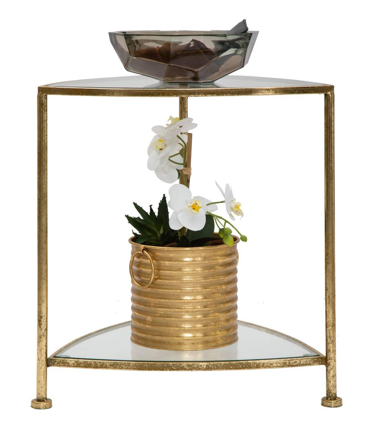 BEISTELLTISCH dreieckig, Gold - Goldfarben, Metall (45/45/50cm) - Mauro Ferretti