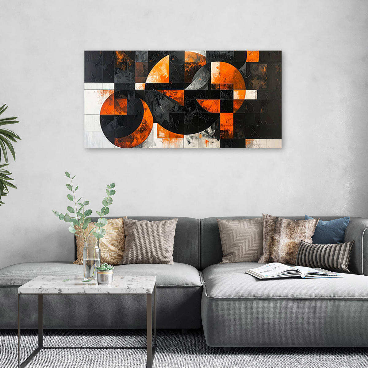 LEINWANDBILD 3D und geometrisch 80x40cm - Orange, Textil (80/40cm) - Feeby