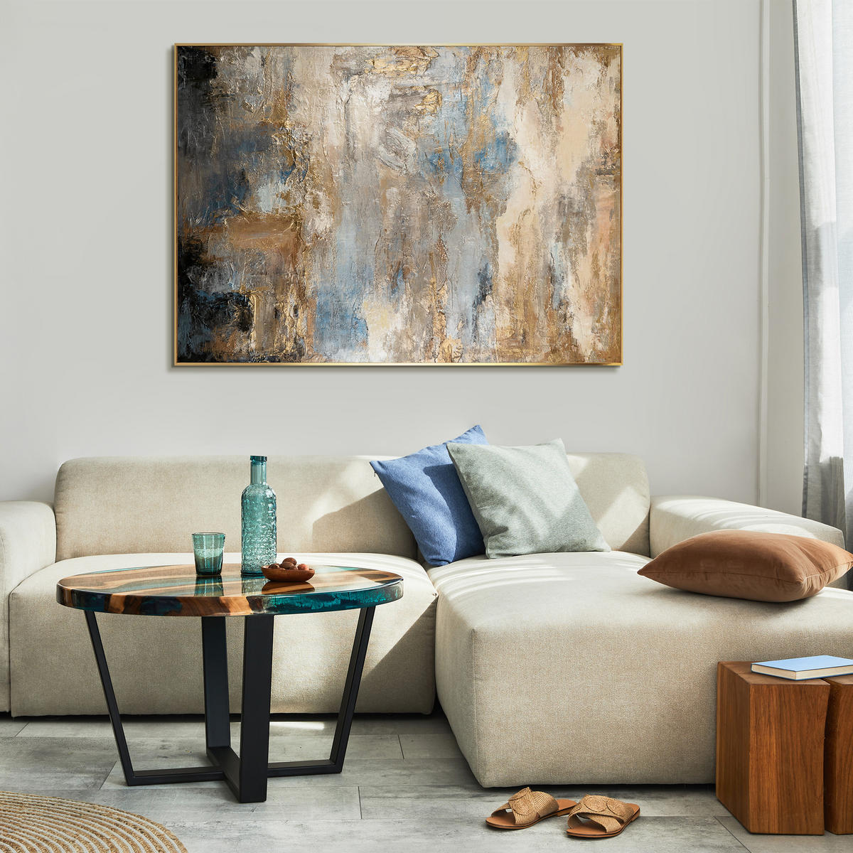GEMÄLDE Glanz und Eleganz II Schattenfugenrahmen Gold 120x80 cm - Goldfarben, Holz (120/80cm) - YS-art gallery