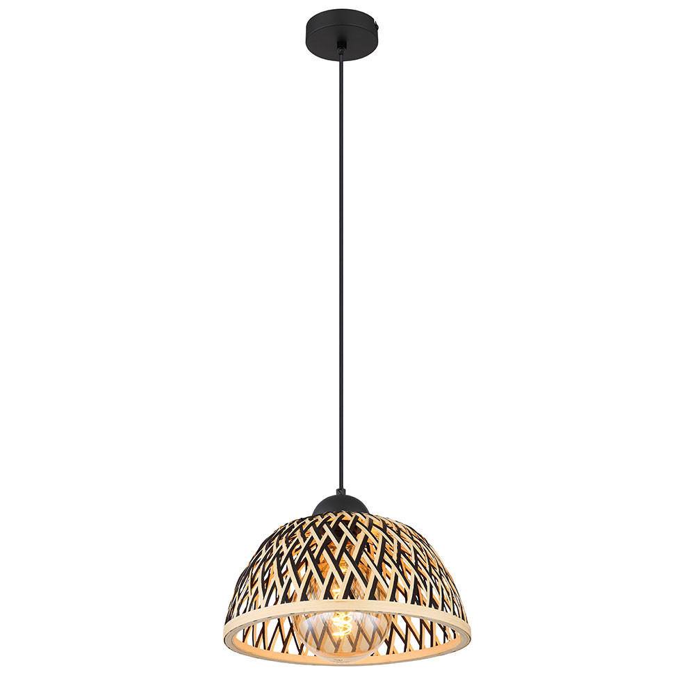 HÄNGELEUCHTE Metall Bambus schwarz - Schwarz, Holz (30/30/120cm) - Globo Lighting