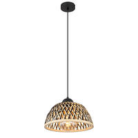 HÄNGELEUCHTE Metall Bambus schwarz - Schwarz, Holz (30/30/120cm) - Globo Lighting