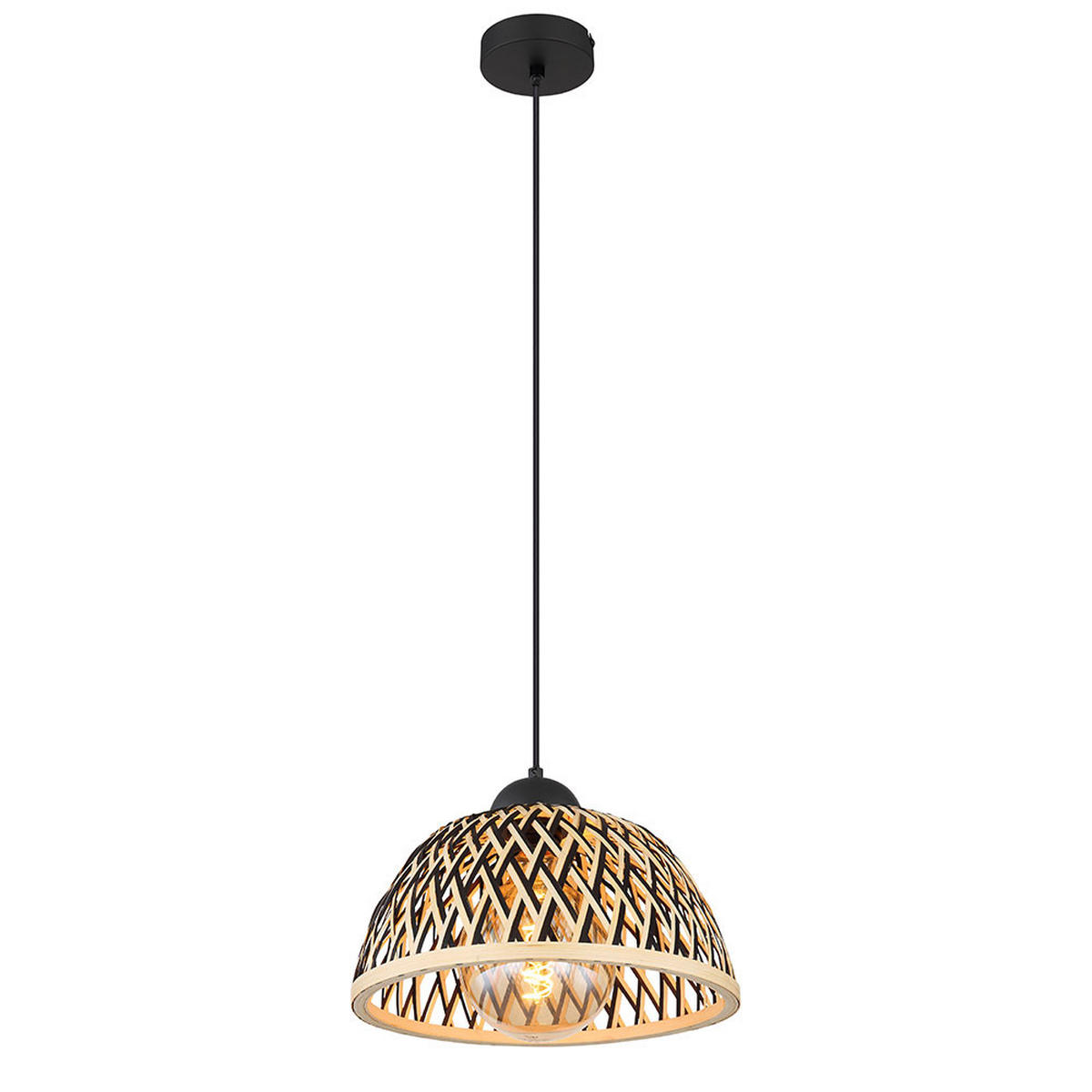 HÄNGELEUCHTE Metall Bambus schwarz - Schwarz, Holz (30/30/120cm) - Globo Lighting