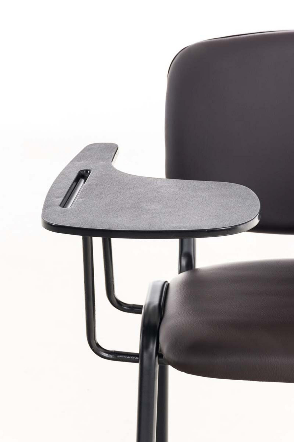 BESUCHERSTUHL Keen mit Klapptisch, Kunstleder mit Gestell Schwarz / Bezug Braun - Schwarz/Braun, Textil/Metall (53/81/53cm) - TPFLiving