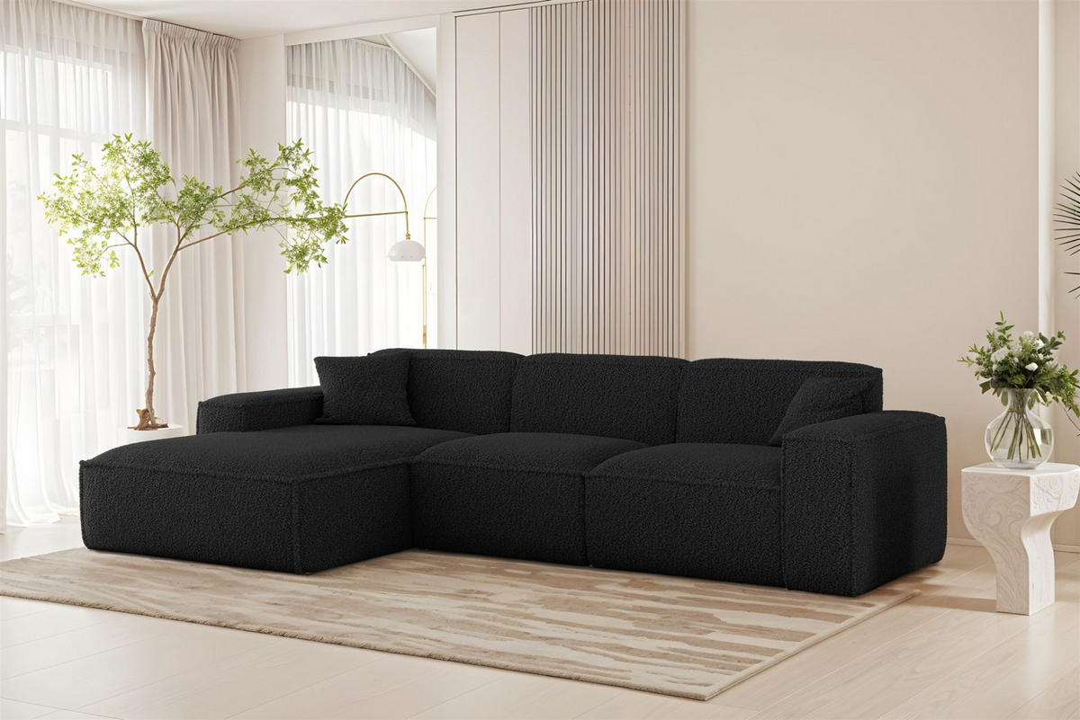 ECKSOFA Celes Premium In Sven - Schwarz, Holzwerkstoff/Textil (266/165cm) - Fun Möbel