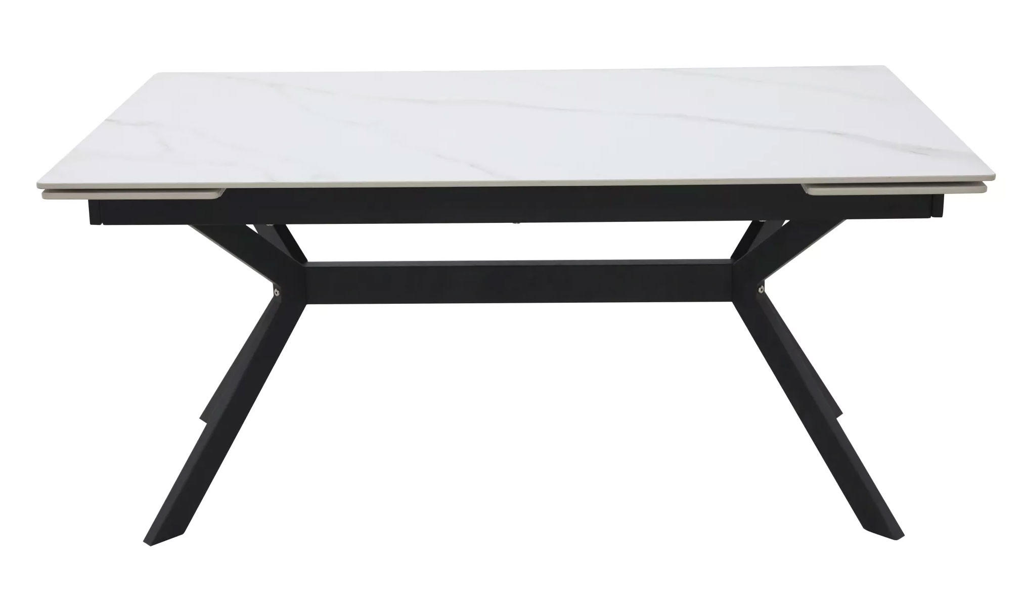 ESSTISCH Imperia Weiß Marmor / Schwarz Matt 160-220 / 90 / 75cm - Schwarz/Weiß, Holz/Keramik (90/220/75cm) - Feldmann-Wohnen