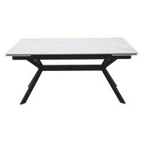 ESSTISCH Imperia Weiß Marmor / Schwarz Matt 160-220 / 90 / 75cm - Schwarz/Weiß, Holz/Keramik (90/220/75cm) - Feldmann-Wohnen