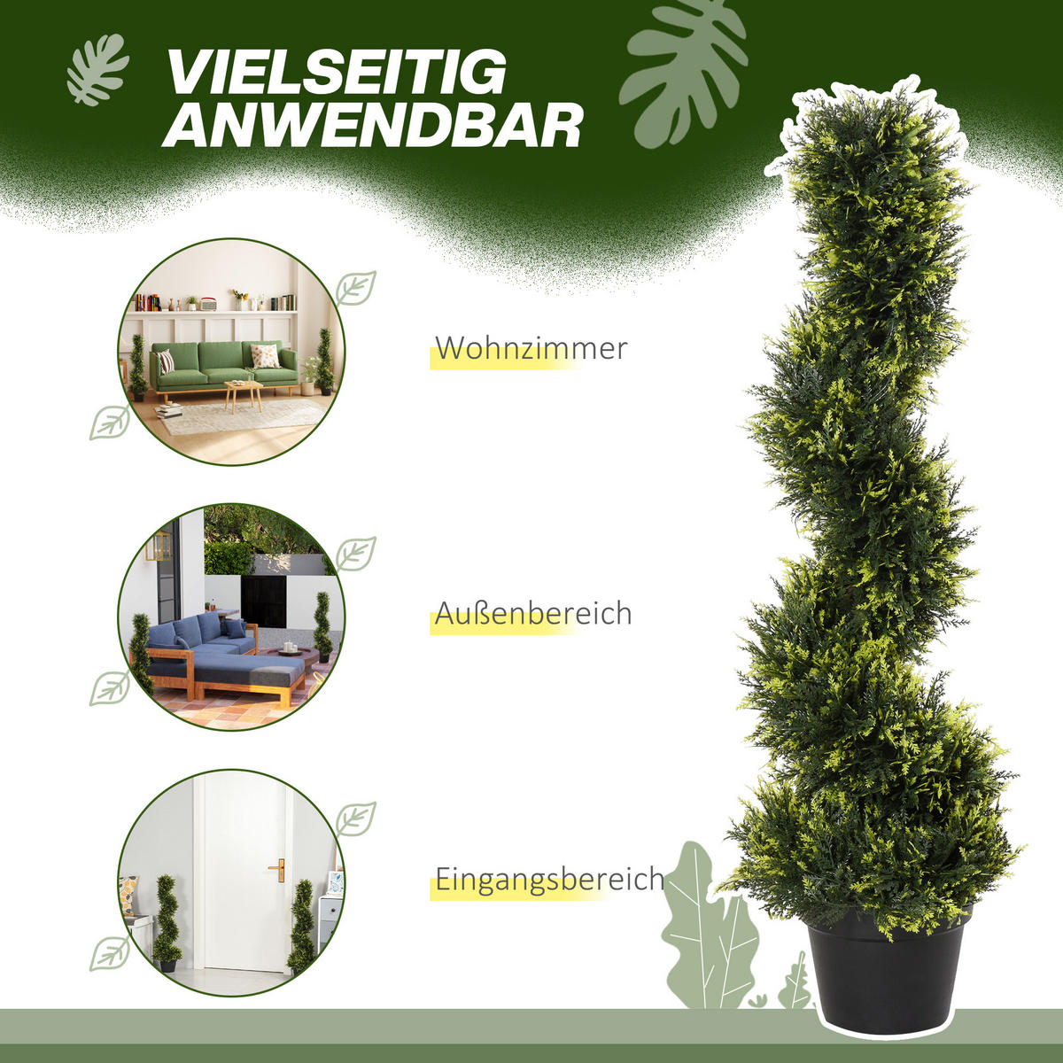 KÜNSTLICHE ZEDERNBAUM 2er Set, groß 90 cm - Grün, Kunststoff (90cm) - Outsunny