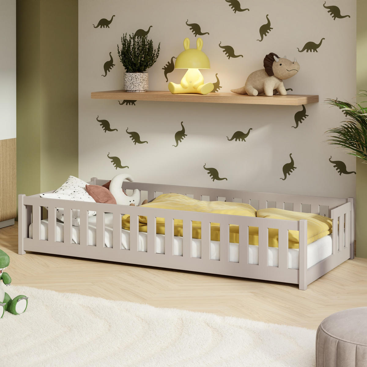 BODENBETT mit Matratze 90x200 cm in Kaschmir - Kaschmir, Holz (90/200cm) - Kids Collective