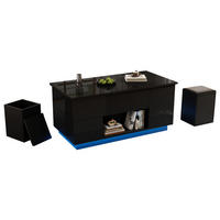 COUCHTISCH in Schwarz mit LED und Schubladen für Wohnzimmer, B100/T50/H45 cm - Schwarz, Holzwerkstoff/Metall (50/100/59cm) - STILVORA