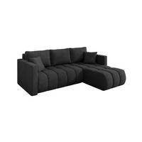 ROHOVÁ SEDAČKA s funkcí spaní, otoman vpravo GARD-L 226x146x85 tmavě šedá velur - černá/antracitová, kompozitní dřevo/textil (226/146cm) - ALTDECOR
