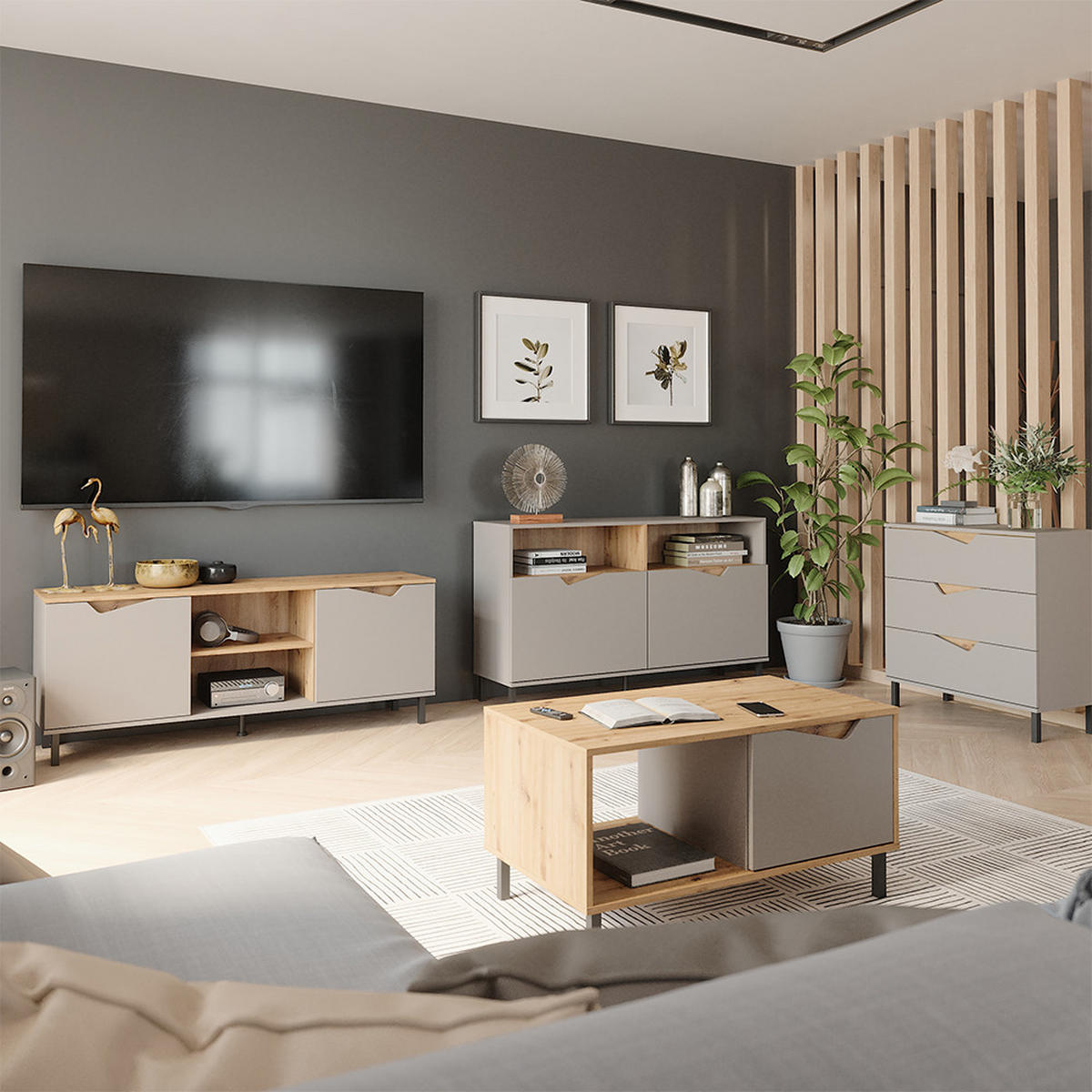 KONFERENČNÍ STŮL Marelle Béžový dub/Artisan - šedobéžová, kompozitní dřevo (50/90/47cm) - Vicco