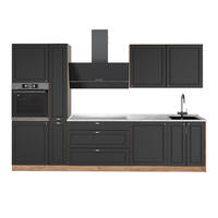 KUCHYNKA Fame-Line, Antracitovo-zlatý vidiecky dom/Dub Goldkraft, 310 cm, AP Marble - dub medový/antracitová, kompozitné drevo (310/206.8/60cm) - Vicco