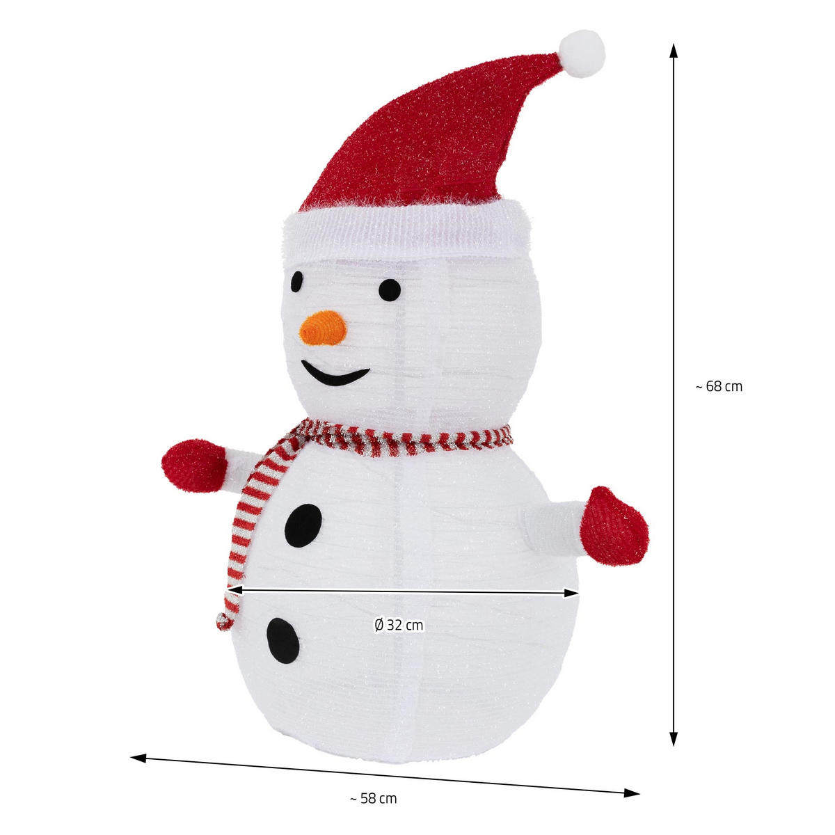 WEIHNACHT Schneeman - Rot, Kunststoff (58/68/32cm) - ECD-Germany