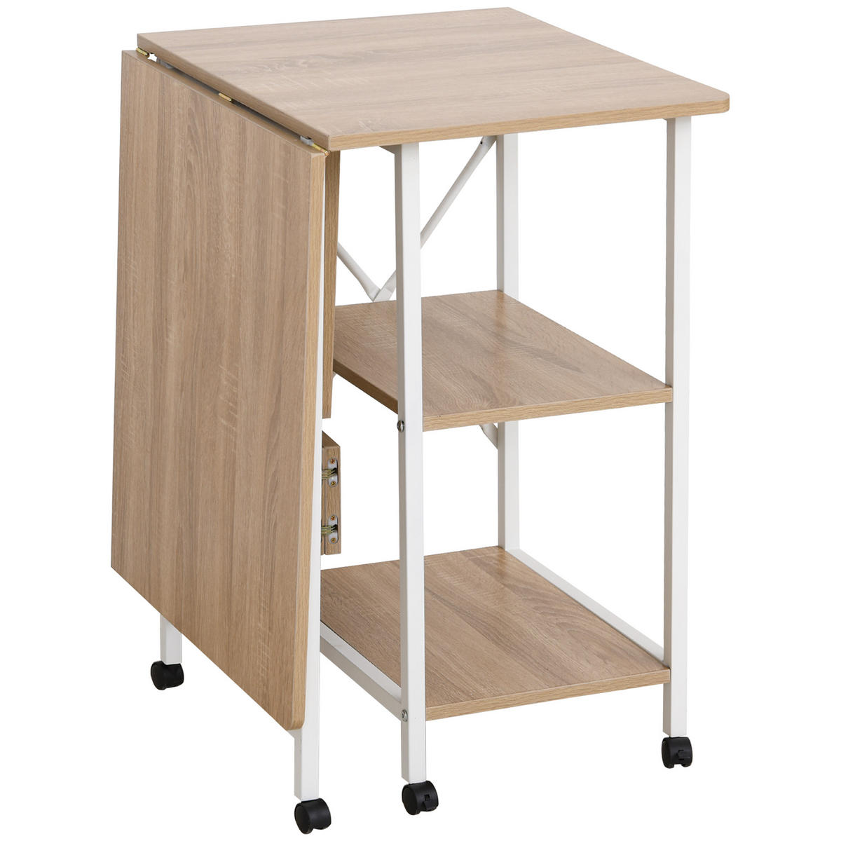 SCHREIBTISCH DE-09115 mit Rollen und klappbarem Design Natur - Naturfarben, Metall (107/55/76cm) - ComfortXL