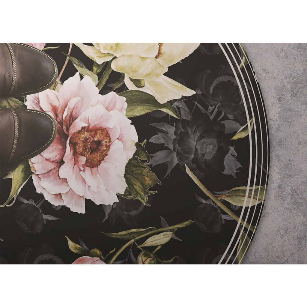 Thumbnail - Tulup Vinyl, Schwarz, Hellrosa, Kunststoff, Rund, 90x90 cm, Teppiche & Böden, Teppiche, Outdoorteppiche