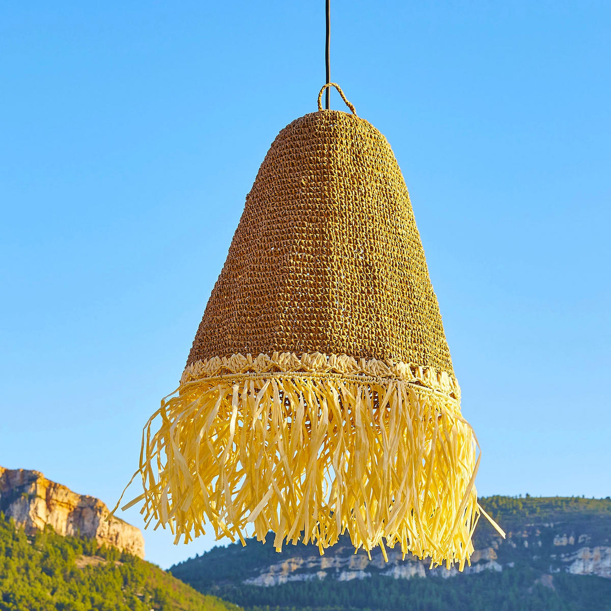 PALOMA D40CM 5M netzbetriebene Pendelleuchte - Beige, Naturmaterialien (40/40/65cm) - Lumisky