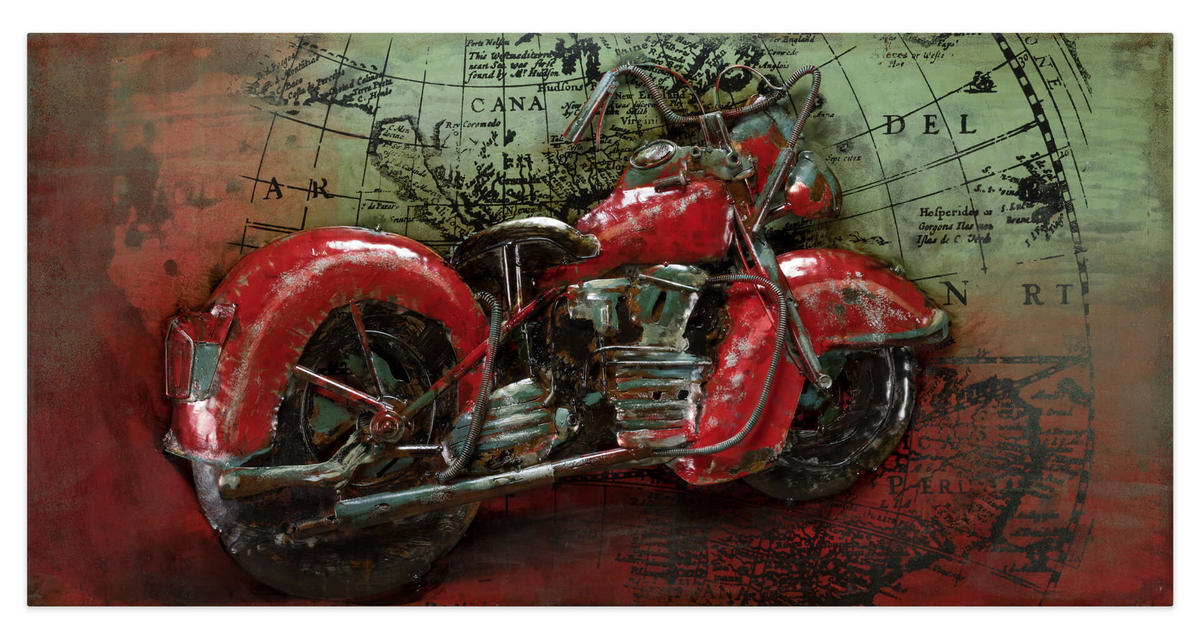 METALLBILD Rot 100/50 cm - Rot/Grün, Metall (4.8/50cm) - KUNSTLOFT
