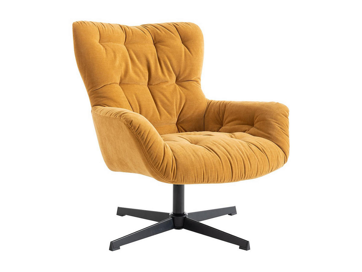 DREHSESSEL - Stoff - Gelb - OPHELIE - Gelb, Textil (83/87/83cm) - Vente-Unique