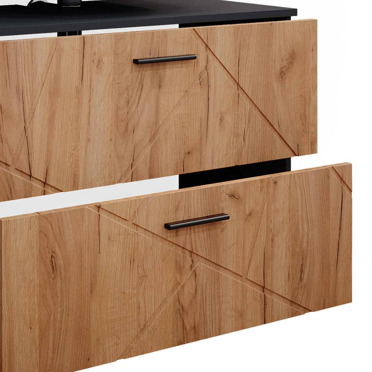 BADMÖBEL-SET Irma Goldkraft Eiche/Anthrazit 3 Teile mit Unterschrank 80 cm - Honigeiche/Anthrazit, Holzwerkstoff (80/58/41cm) - Vicco
