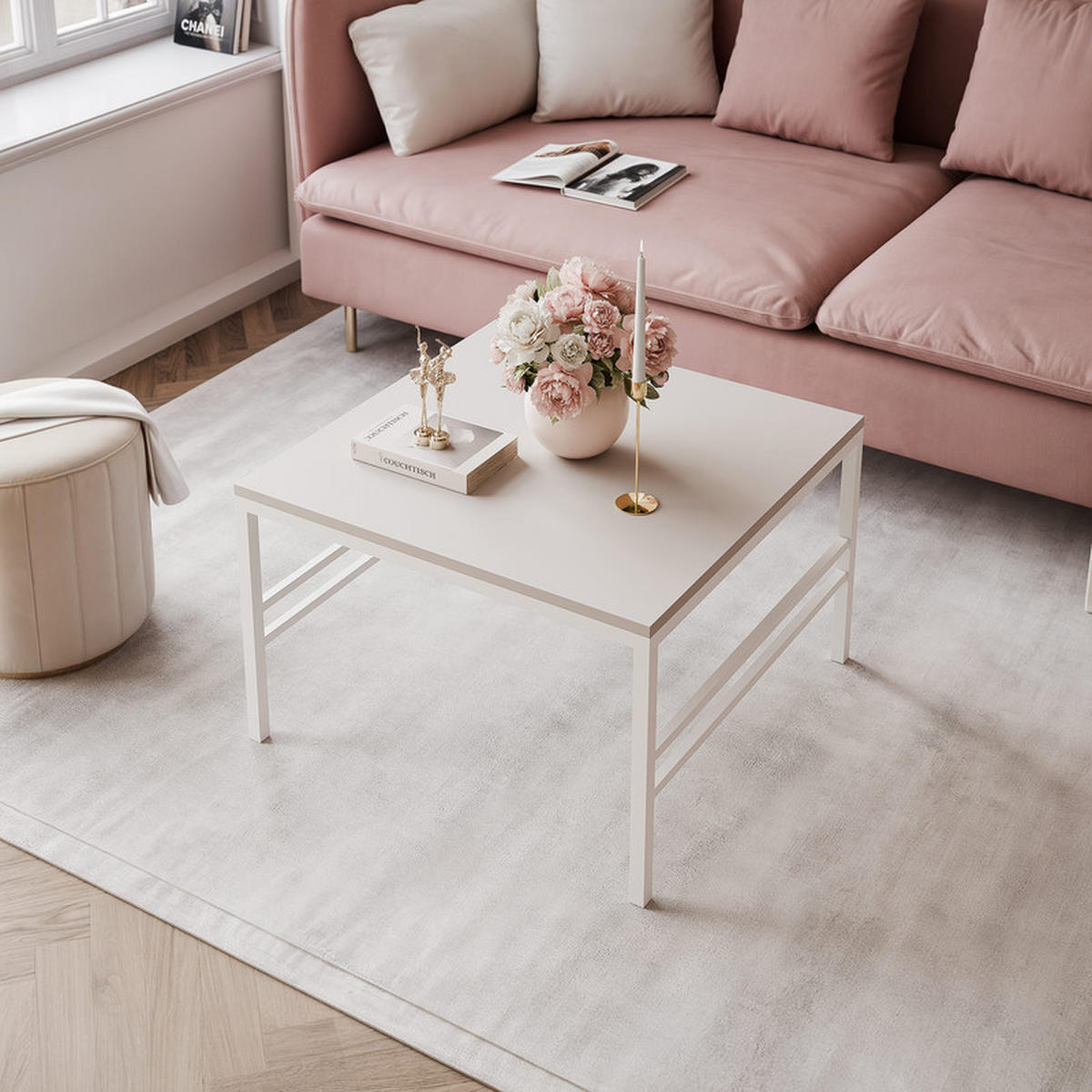COUCHTISCH FORMA 70/70 cm Quadrat, Weiß / Kaschmir - Kaschmir/Weiß, Metall (70/70/46cm) - Idohome