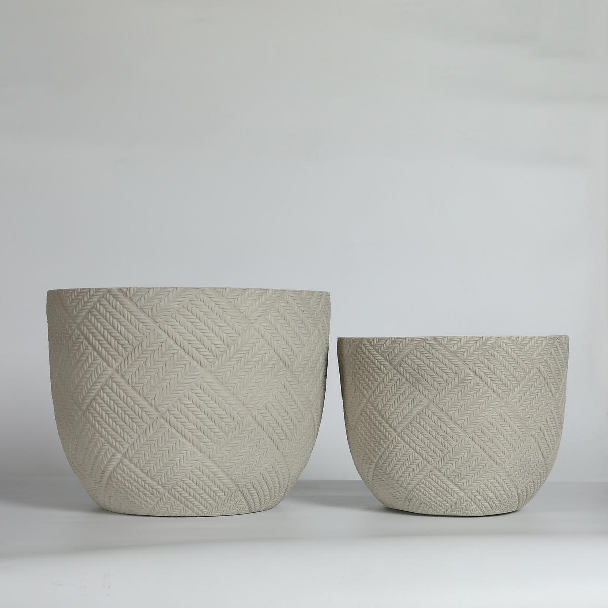 BLUMENTOPF Ø 45/37 cm Grau mit Abflusslöcher (2 Stück) - Grau, Naturmaterialen (37/28cm) - Oxeza