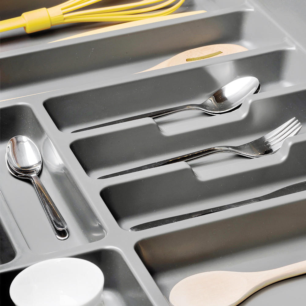 Thumbnail - Emuca Besteckschublade, Grau, Kunststoff, 52x5x55 cm, Küchenzubehör, Besteckkästen