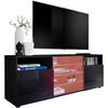 SIDEBOARD TV URBINO Black, LED Beleuchtung Mehrfarbige - Schwarz, Glas/Holzwerkstoff (140/53/35cm) - Komodee