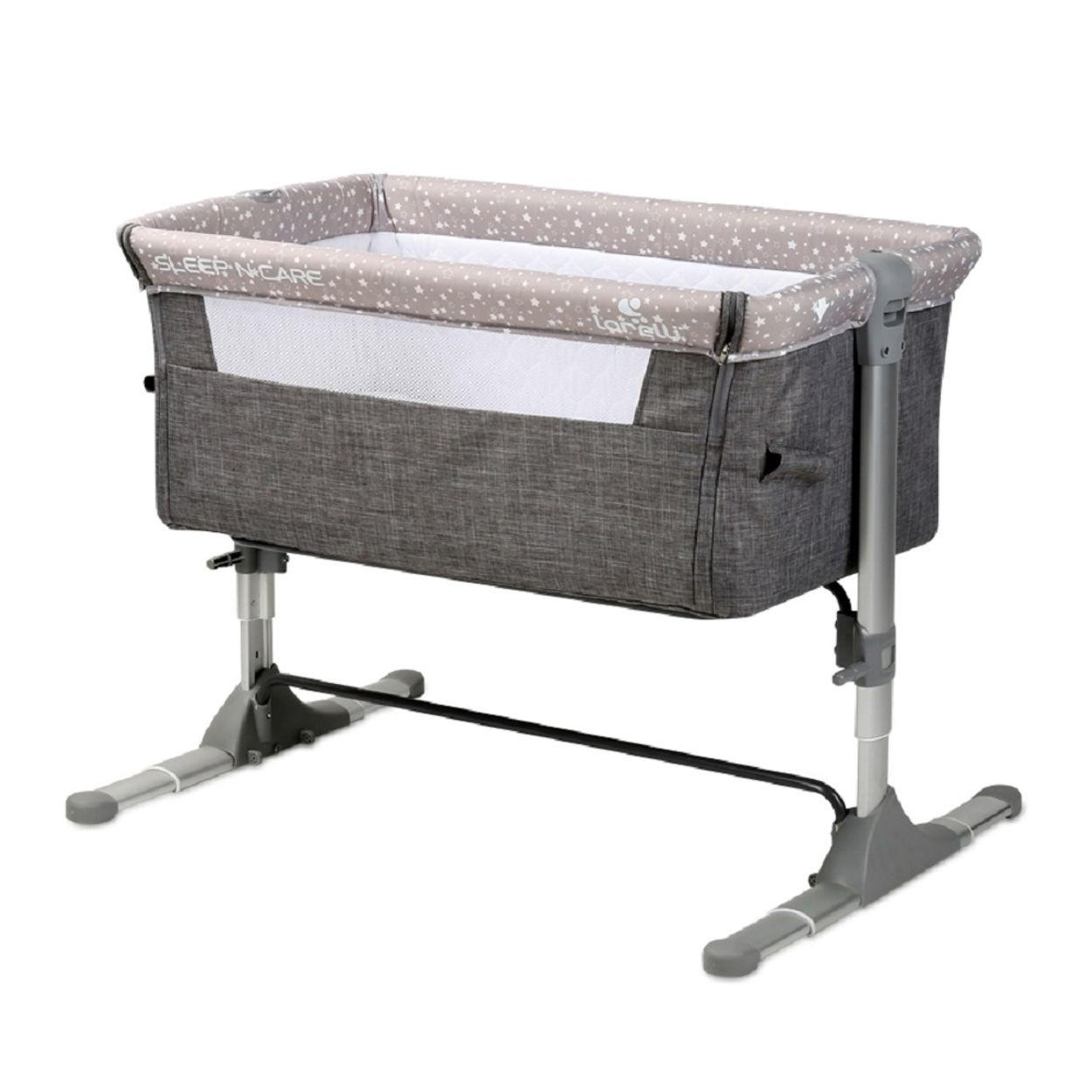 BEISTELLBETT Sleep n Care grau 85 x 50 cm, Matratze, Anti-Reflux, 6-fach verstellbar, Netzeinsatz - Grau, Metall (50/85cm) - Lorelli