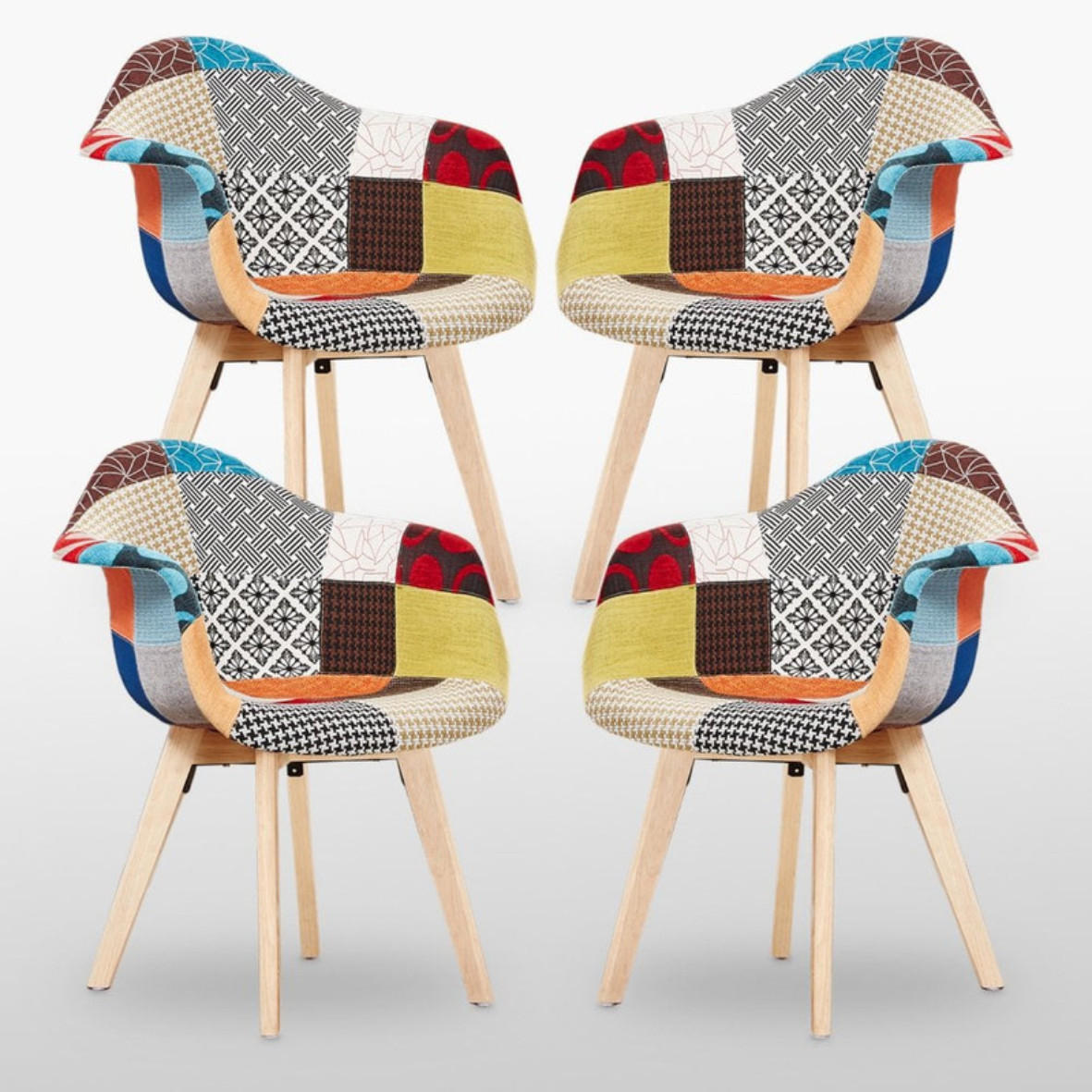 ESSZIMMERSTUHL Stoff 4-teilig Mehrfarbig - Multicolor, Holz (63/83/50cm) - Life Interiors
