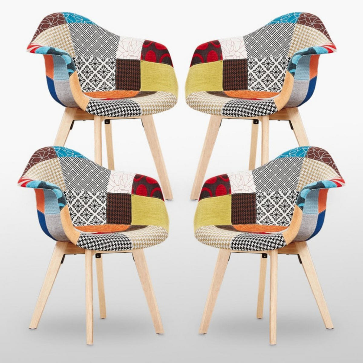 ESSZIMMERSTUHL Stoff 4-teilig Mehrfarbig - Multicolor, Holz (63/83/50cm) - Life Interiors