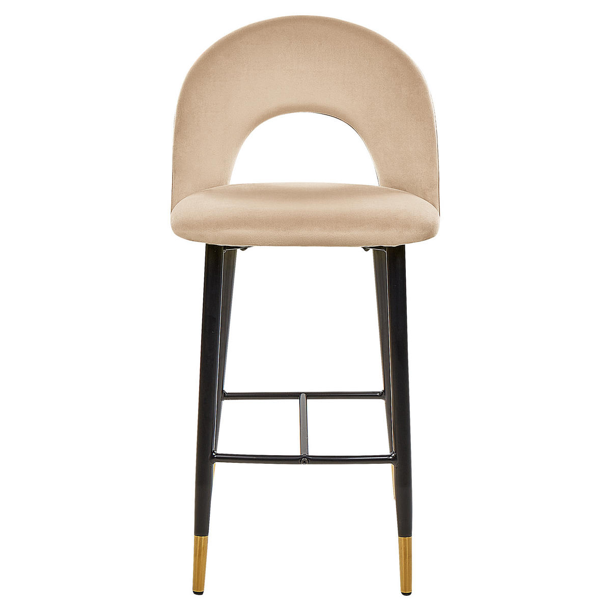 BARSTUHL 2er-Set Samtstoff Beige Falton - Beige, Textil/Metall (48/98/49cm) - Beliani