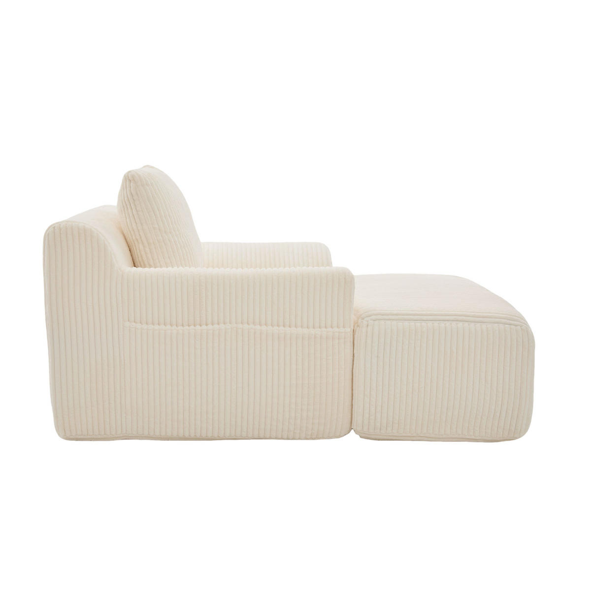 SESSEL 147/110/67 cm in Beige mit Fußhocker und Seitentaschen - Beige, Textil (147/67/110cm) - Flora Grace