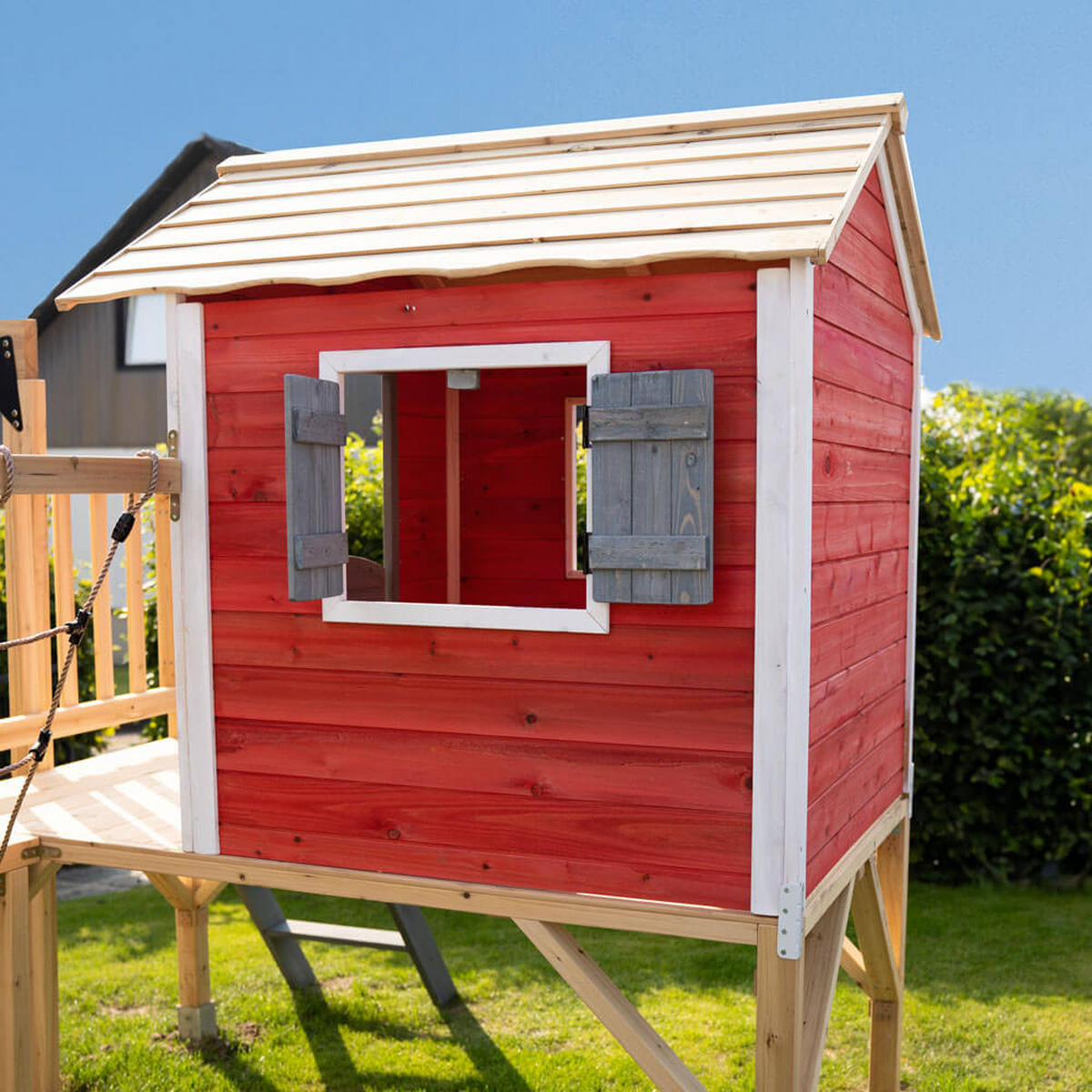 SPIELPARK WUNDERLAND - Rot, inkl. Rutsche - Rot, Holz (555/215/340cm) - Home Deluxe