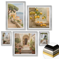 WANDBILDER 5er Set - 50x50 cm & 20x30 cm & 40x60 cm Silberner Rahmen - Zitrusfrüchte in der Küche - Silberfarben, Kunststoff (40/60cm) - ArtPrintCave