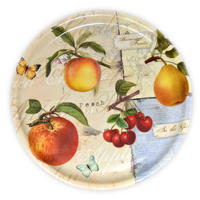 TABLETT rund Apfelgarten, Melamin ServierTablett rund Ø 40 cm - Beige, Kunststoff (40/2/40cm) - Lashuma