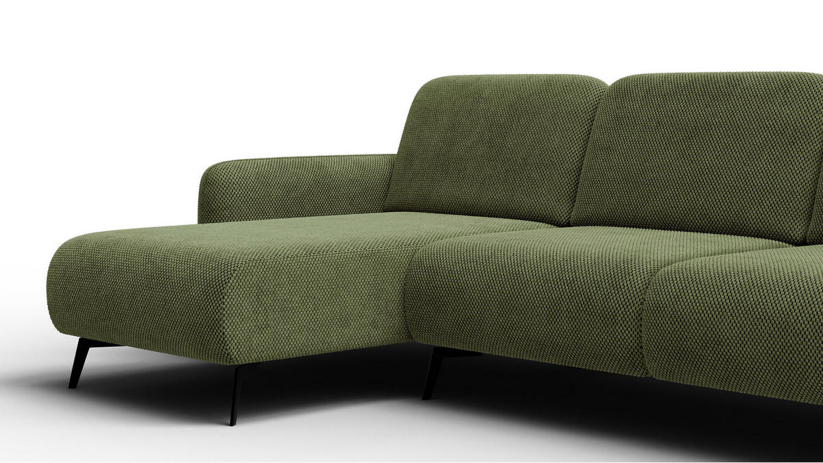 ECKSOFA FEBE 4-Sitzer links, olivgrün - Schwarz/Olivgrün, Holz/Textil (264/157cm) - Courtois Laville