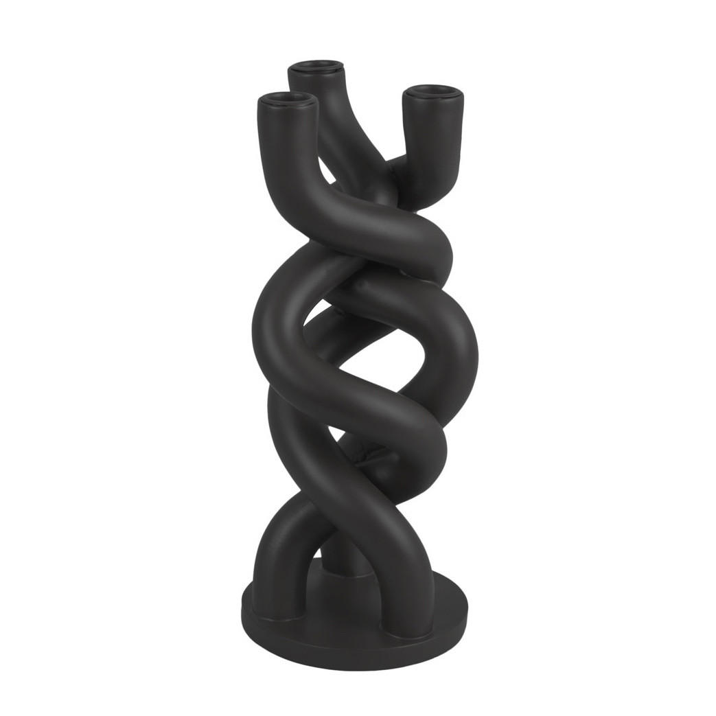 KERZENSTÄNDER Twisted für 3 Abendkerzen - Schwarz, Keramik (13/31.5/13cm) - Present Time