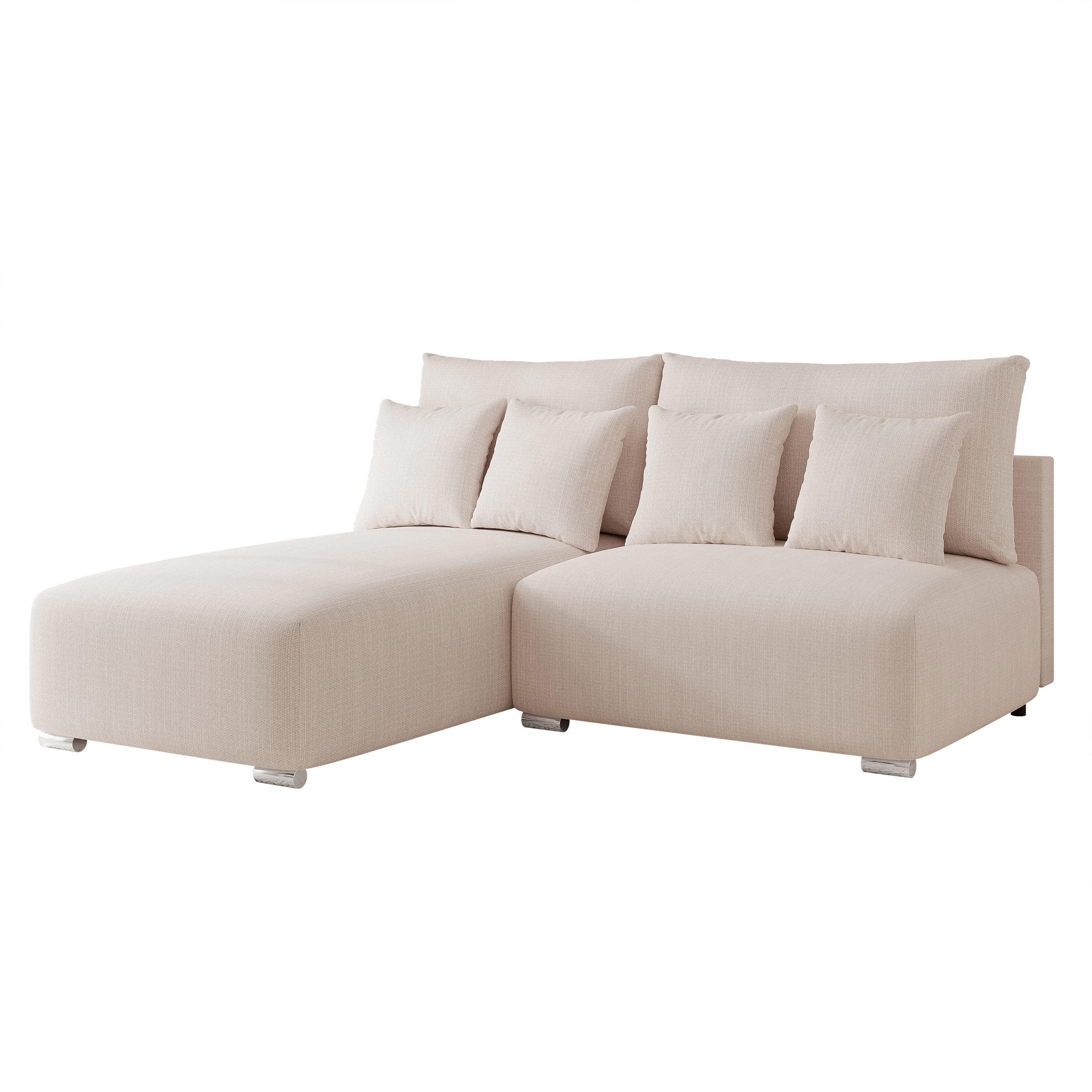 ECKSOFA ELVO mit Schlaffunktion und Bettkasten Creme - Creme, Holzwerkstoff/Kunststoff (208/190cm) - Idohome