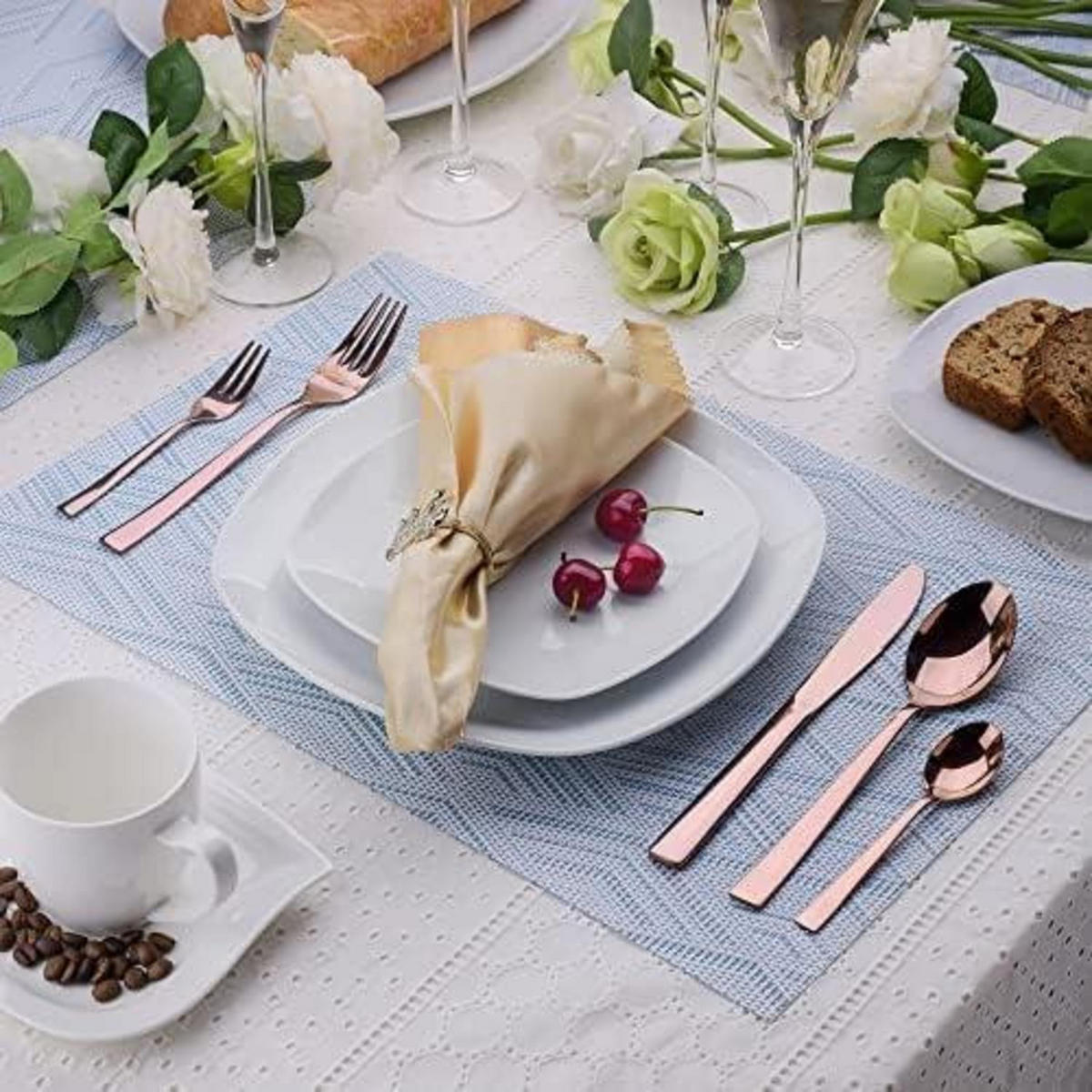 BESTECKSET 30-teiliges Set Rosegold Edelstahl 18/10 - Goldfarben, Metall