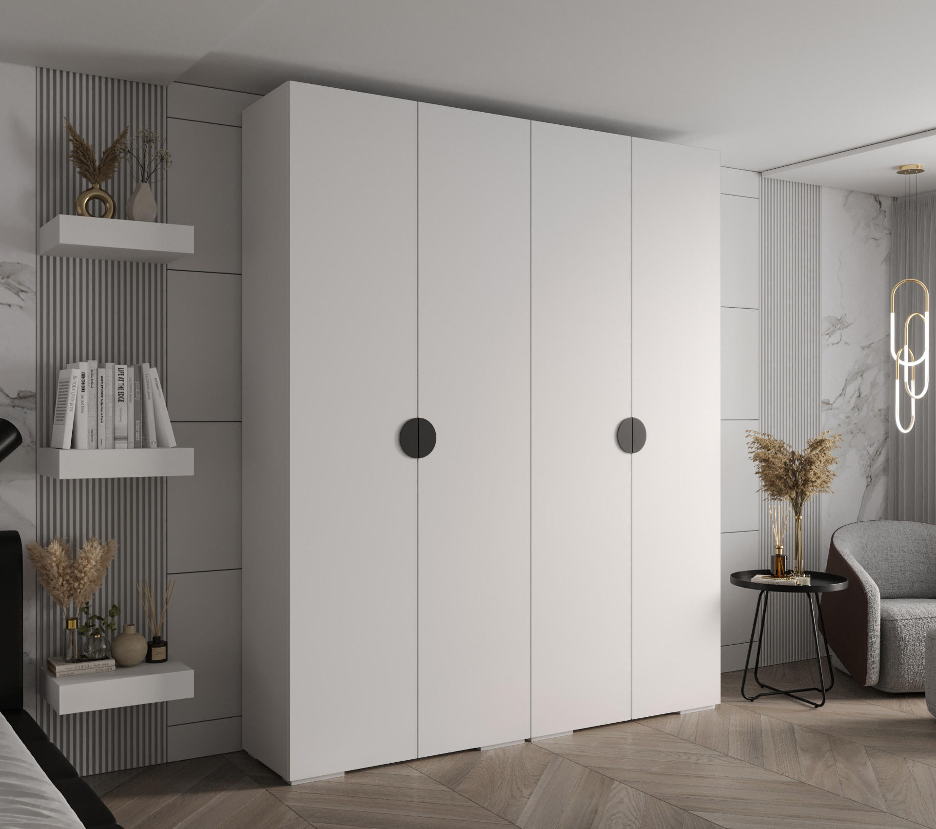 DREHTÜRENSCHRANK 236.7/200/47 4-türig - Schwarz/Weiß, Holz/Metall (200/236.7/47cm) - Abiks Möbel