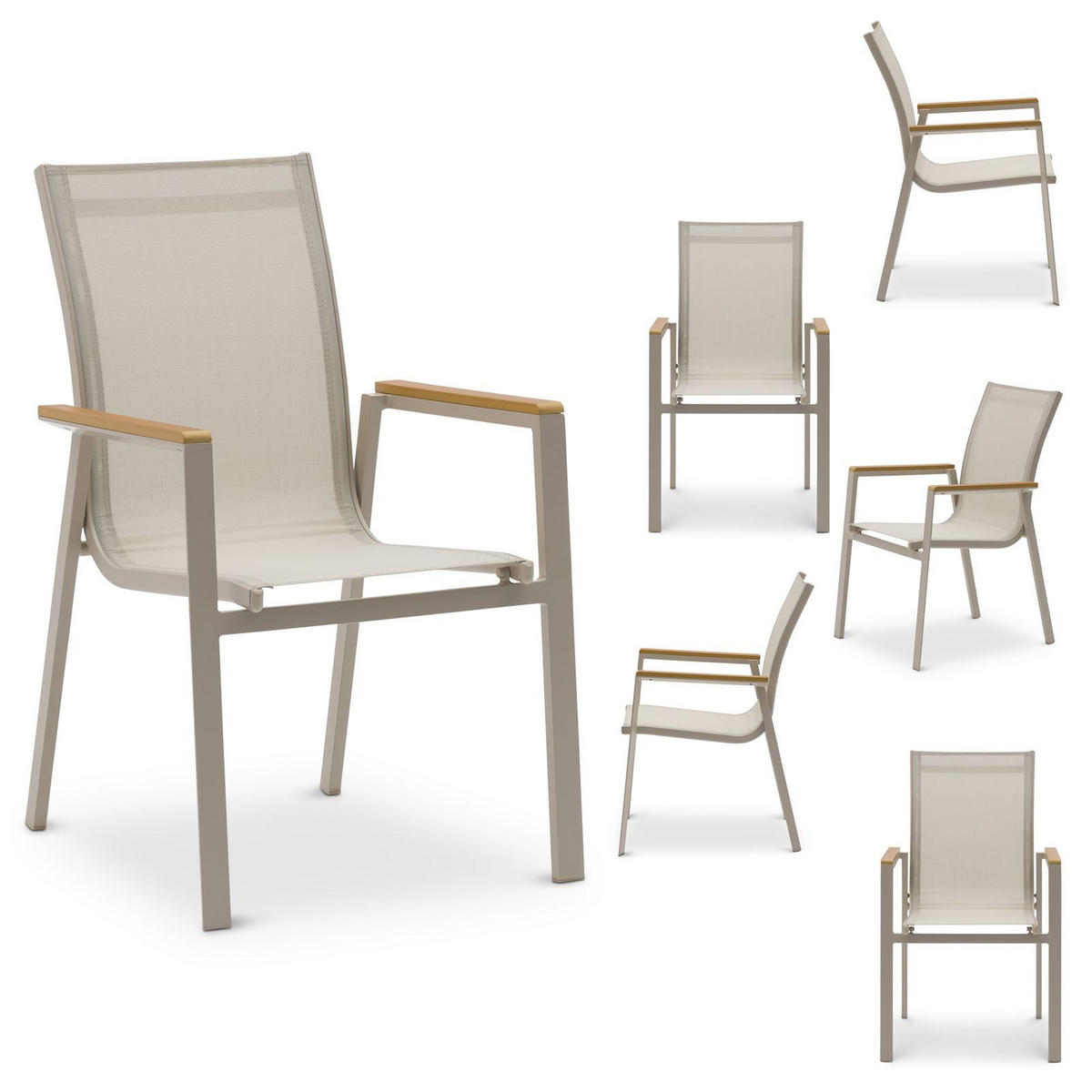 6ER-SET GARTENSTÜHLE WINDY 6ER-SET - Grau, Textil (55/91/66cm) - IDIMEX