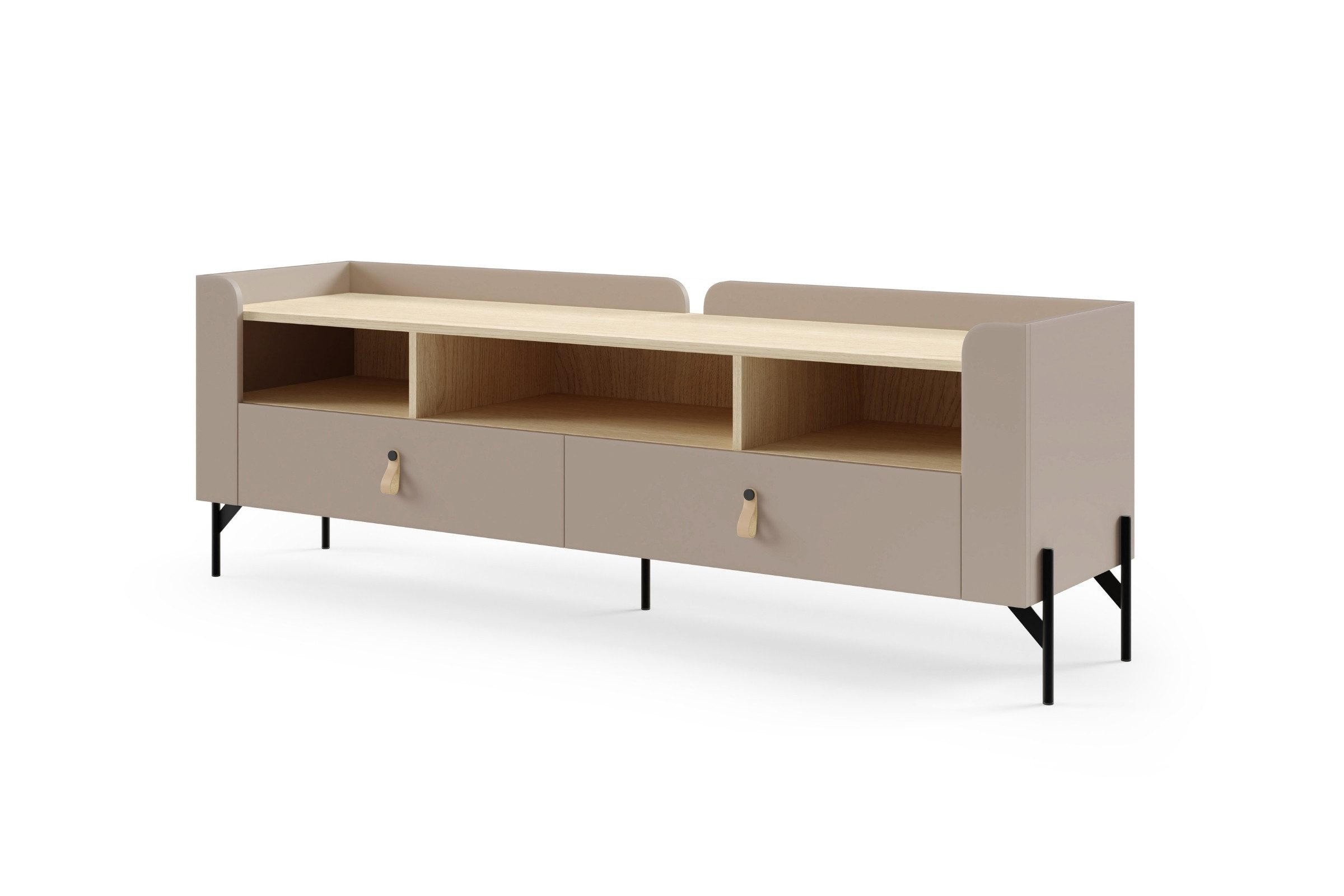 TV-LOWBOARD SOVI 09 160 / 55 / 42 cm in Porcini / Eiche Mavelie - Greige/Eichefarben, Holzwerkstoff (160/55/42cm) - Deine Möbel 24