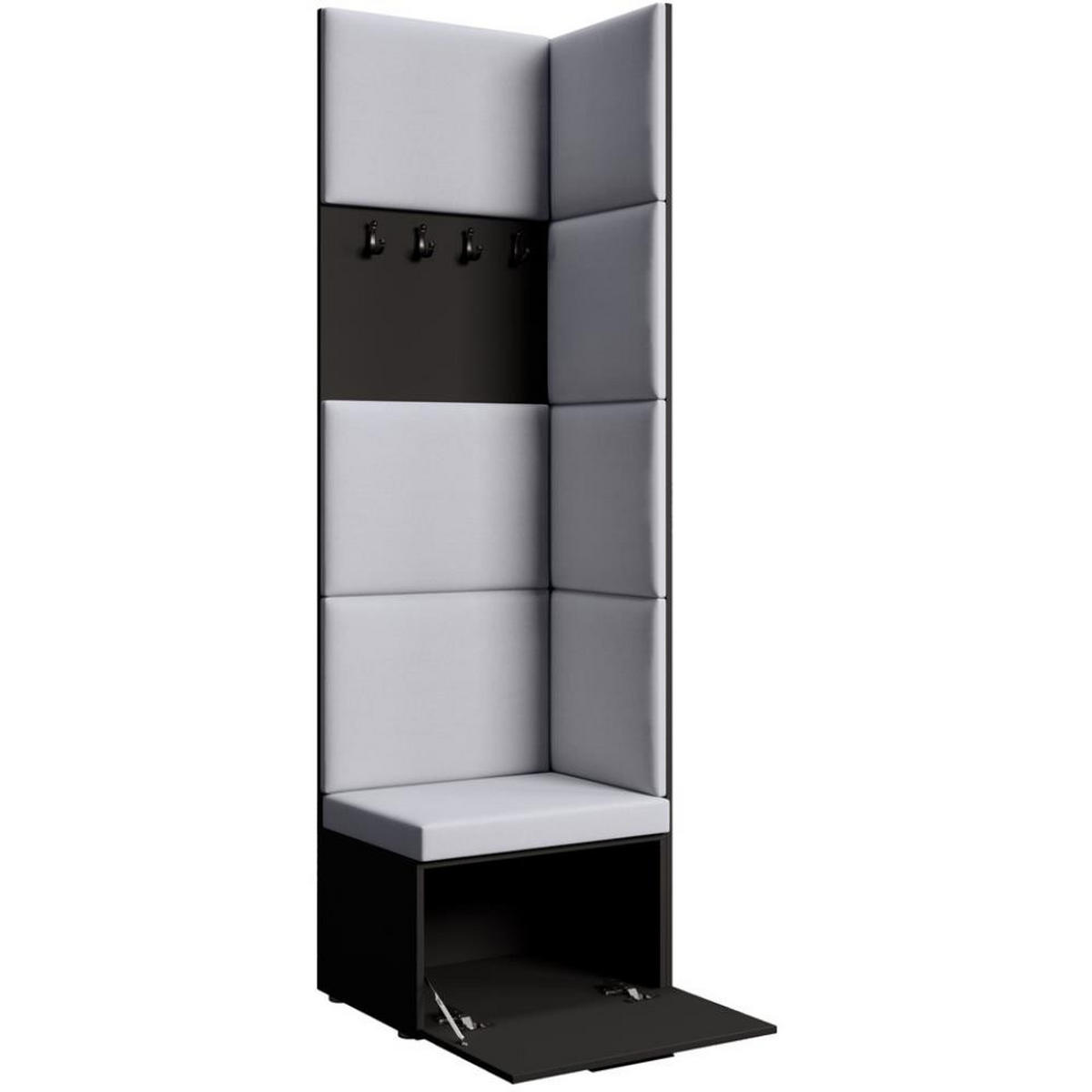 GARDEROBE Margaret V 81/203/43 mit gepolsterten Paneelen - Schwarz/Grau, Holzwerkstoff/Kunststoff (60/206.5/42cm) - Beautysofa
